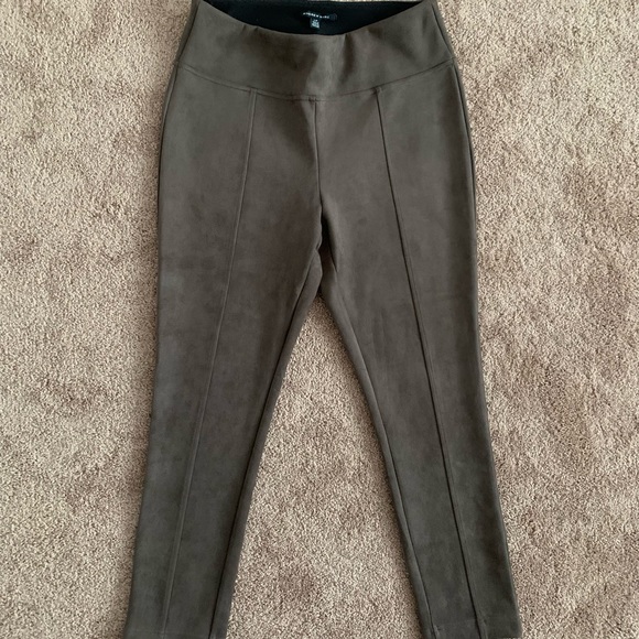 Andrew Marc Faux Suede Gray / Brown High Rise Leggings - Large - Picture 2 of 9